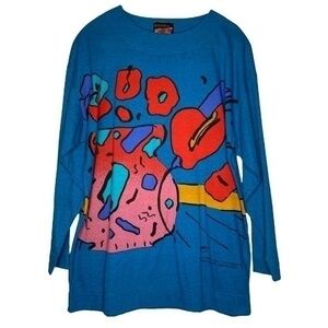 Vintage Peter Max 1987 Top Neo Max Annas Flowers III Graphic Tee Shirt Top